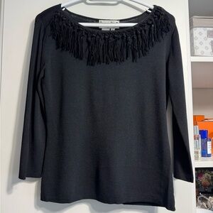 Black Fringe Detail Women's Top